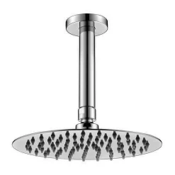 Bras de douche rond de 20 cm, montage au plafond, finition chromée, en laiton Kibath