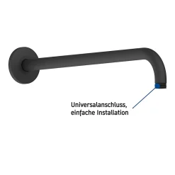 Bras de tête de douche en laiton, Barre de douche fixation murale 41cm (sans tête de douche) - Noir mat
