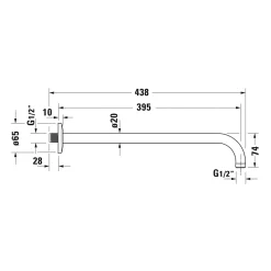 Bras de tête de douche en laiton, Barre de douche fixation murale 41cm (sans tête de douche) - Noir mat