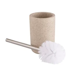 Brosse WC et support GoodHome Jubba en polyrésine et acier inoxydable coloris beige
