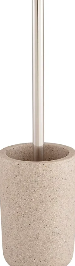 Brosse WC et support GoodHome Jubba en polyrésine et acier inoxydable coloris beige