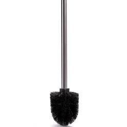 Brosse WC manche acier inoxydable brosse noire H.32 cm