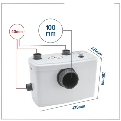 Broyeur Sanitaire Pompes de Relevage 600W WC Lavabo Douche 100l/m