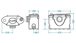Broyeur WC PLANUS GEBERIT INSTALLED modèle BROYSAN 4 UP adaptable, 4 entrées