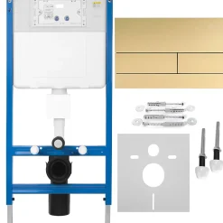 Bâti Support Wc Avec Plaque De Commande Type T Rea Brush Gold
