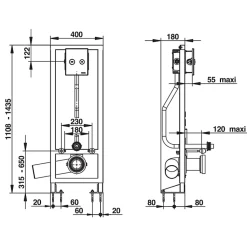 Bâti-support autoportant pour cuvette sans bride PRESTO 1000 XL E DVA avec plaque