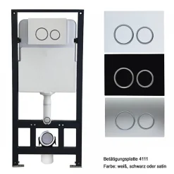 Bâti-support Toilettes Japonais céramique, WC lavant japonais pack complet - 38,4x59,3x38cm - Basic 1102 Modèle 4111 satin