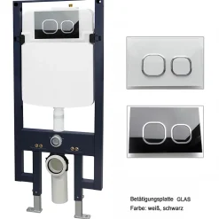 Bâti-support Toilettes Japonais céramique, WC lavant japonais + télécommande - 38,4x59,3x38cm - PRO+ 1102 - Plaque verre blanc