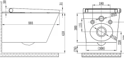 Bâti-support Toilettes Japonais céramique, WC lavant japonais pack complet - 38,4x59,3x38cm - Basic 1102 Modèle 4111 noir mat