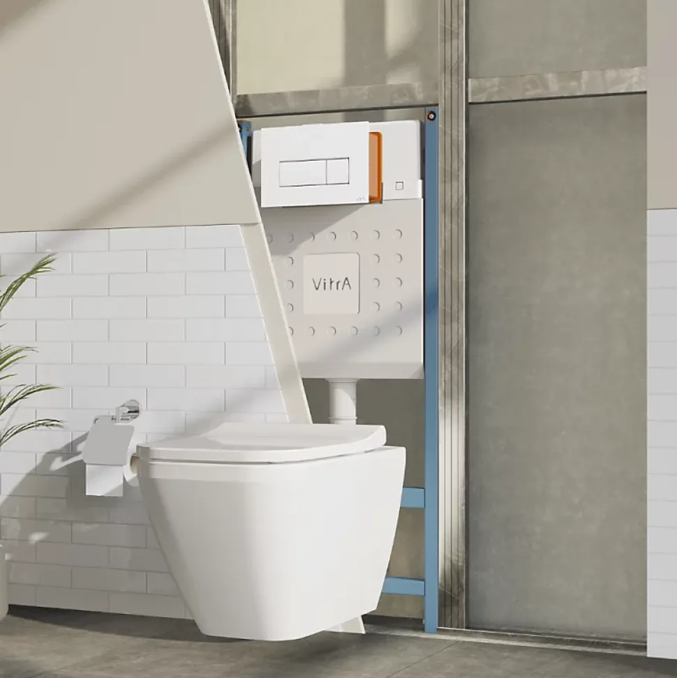 Bâti-support VITRA V-Fix Core auto-portant + Plaque Root Round Blanche