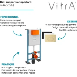 Bâti-support VITRA V-Fix Core auto-portant + Plaque Root Round Blanche