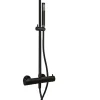 B-Way Colonne de douche + Mitigeur thermostatique + Douchette + Flexible + Douche de tête, Noir mat (SATBWSST)