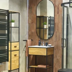 B-Way 120x60 cm miroir suspendu ovale, cadre en aluminium, noir (ZBWOV12060C)