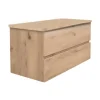 B-Way 99x50x45 cm meuble de salle de bain suspendu avec plaque de recouvrement, 2 tiroirs, chêne mat (BWAY2100OAKDESK)