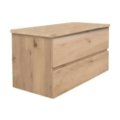 B-Way 99x50x45 cm meuble de salle de bain suspendu avec plaque de recouvrement, 2 tiroirs, chêne mat (BWAY2100OAKDESK)