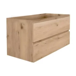 B-Way 99x50x45 cm meuble de salle de bain suspendu avec plaque de recouvrement, 2 tiroirs, chêne mat (BWAY2100OAKDESK)