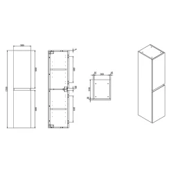 B-Way 30x133x35 cm meuble de salle de bain haut à suspendre, noyer mat (BWAY35N)