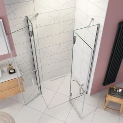 Cabine de douche - 8 mm Verre Anticalcaire - 120 x 90 x190 cm - alu Chrome - avec porte-serviette