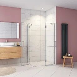 Cabine de douche - 8 mm Verre Anticalcaire - 120 x 90 x190 cm - alu Chrome - avec porte-serviette