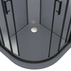 Cabine de douche 1/4 de cercle l.90 x L.90 x H.220 cm – hydromassante, fond gris profilés noirs, traitement anticalcaire, GoodHome Beloya