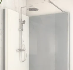 Cabine de douche à l’italienne l.90 x L.120 x H.218 cm – effet ciment, receveur de plain-pied antidérapant, Elmer Serenity