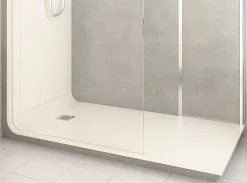 Cabine de douche à l’italienne l.90 x L.170 x H.218 cm – effet pierre grise, receveur de plain-pied, Elmer Serenity