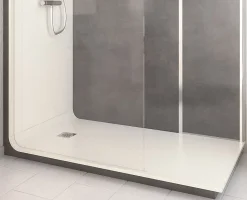 Cabine de douche à l’italienne l.90 x L.170 x H.218 cm – effet pierre charbon, receveur de plain-pied, Elmer Serenity