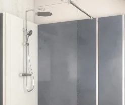 Cabine de douche à l’italienne l.80 x L.160 x H.218 cm – effet béton, receveur de plain-pied, Elmer Serenity