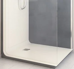 Cabine de douche à l’italienne l.80 x L.120 x H.218 cm – effet béton, receveur de plain-pied, Elmer Serenity