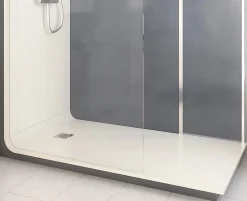 Cabine de douche à l’italienne l.80 x L.170 x H.218 cm – effet béton, receveur de plain-pied, Elmer Serenity