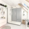 Cabine de douche à l’italienne l.90 x L.170 x H.218 cm – effet ciment, receveur de plain-pied, Elmer Serenity