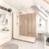 Cabine de douche à l’italienne l.80 x L.170 x H.218 cm – effet bois, receveur de plain-pied, Elmer Serenity