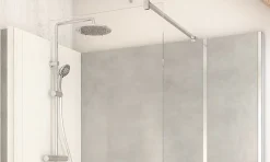 Cabine de douche à l’italienne l.80 x L.160 x H.218 cm – effet pierre grise, receveur de plain-pied, Elmer Serenity