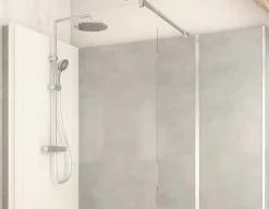 Cabine de douche à l’italienne l.80 x L.170 x H.218 cm – effet pierre grise, receveur de plain-pied, Elmer Serenity