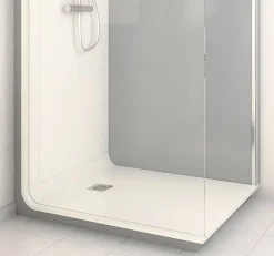 Cabine de douche à l’italienne l.80 x L.120 x H.218 cm – effet ciment, receveur de plain-pied antidérapant, Elmer Serenity