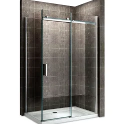 Cabine de douche ALIXA H.200 cm porte coulissante en verre 8 mm transparent 85 x 150 cm (porte 150) - Saniverre