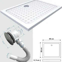 Cabine de douche ATÉA-BLACK H.180 cm, 80 x 90 cm, 2 portes pliantes et pivotantes, verre transparent 6 mm + receveur - Saniverre