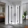 Cabine de douche ATÉA-BLACK H.180 cm, 70 x 70 cm, 2 portes pliantes et pivotantes, verre transparent 6 mm - Saniverre