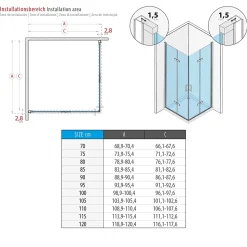 Cabine de douche ATÉA-BLACK H.180 cm, 70 x 70 cm, 2 portes pliantes et pivotantes, verre transparent 6 mm - Saniverre