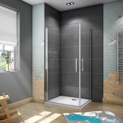 Cabine de douche battante - 6 mm Verre Anticalcaire - 80 x 70 x180 cm - installer réversible - alu Chrome