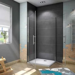 Cabine de douche battante - 6 mm Verre Anticalcaire - 80 x 70 x180 cm - installer réversible - alu Chrome