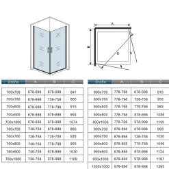 Cabine de douche battante - 6 mm Verre Anticalcaire - 80 x 70 x180 cm - installer réversible - alu Chrome