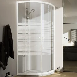 Cabine de Douche Blanche Demi-Circulaire 90x90 CM H185 Verre Sérigraphié mod. Blanc