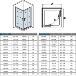 Cabine de douche coulissante angle 90x90x185 cm - Verre sécurit 6 mm - Chrome