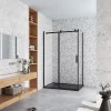 Cabine de Douche Coulissante en Verre Anticalcaire 8 mm - 120x90x200 cm - Noir Mat - Montage Réversible