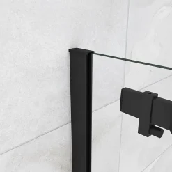 Cabine de Douche Coulissante en Verre Anticalcaire 8 mm - 120x90x200 cm - Noir Mat - Montage Réversible