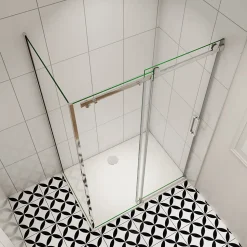 cabine de douche coulissante 120x80x195cm,Installation réversible,8mm verre de sécurité,porte de douche coulissante
