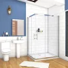 Cabine de douche coulissante - Verre anticalcaire 6 mm - Accès par angle - Poignée en acier inox chromé - 100x80x195 cm