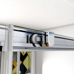 Cabine de douche coulissante - 140 x 90 x 190 cm - 5 mm Verre sécurit transparent - Aluminium chromé