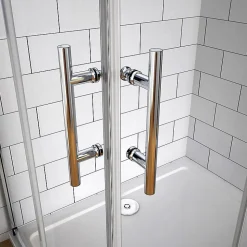 Cabine de douche coulissante - Verre anticalcaire 6 mm - Accès par angle - Poignée en acier inox chromé - 110x70x195 cm